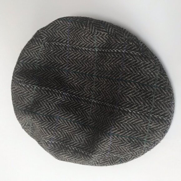 Brooks Brothers Hat Cap Tweed Men Large Herringbone Flat Brown Wool Italy Cabbie - Picture 2 of 6